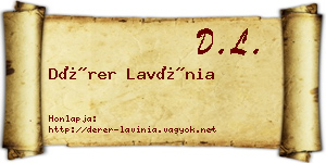 Dérer Lavínia névjegykártya